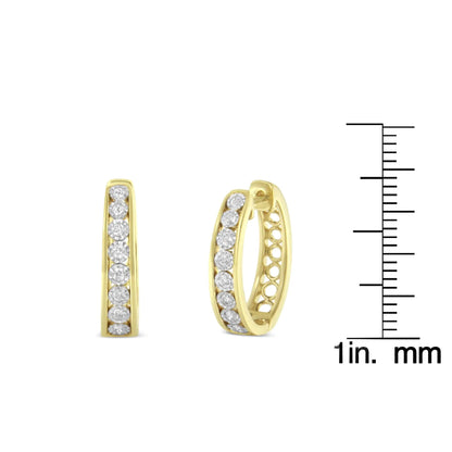 Aros de diamantes en oro amarillo y blanco de 10 quilates (1/2 ct, color JK, claridad I2-I3)