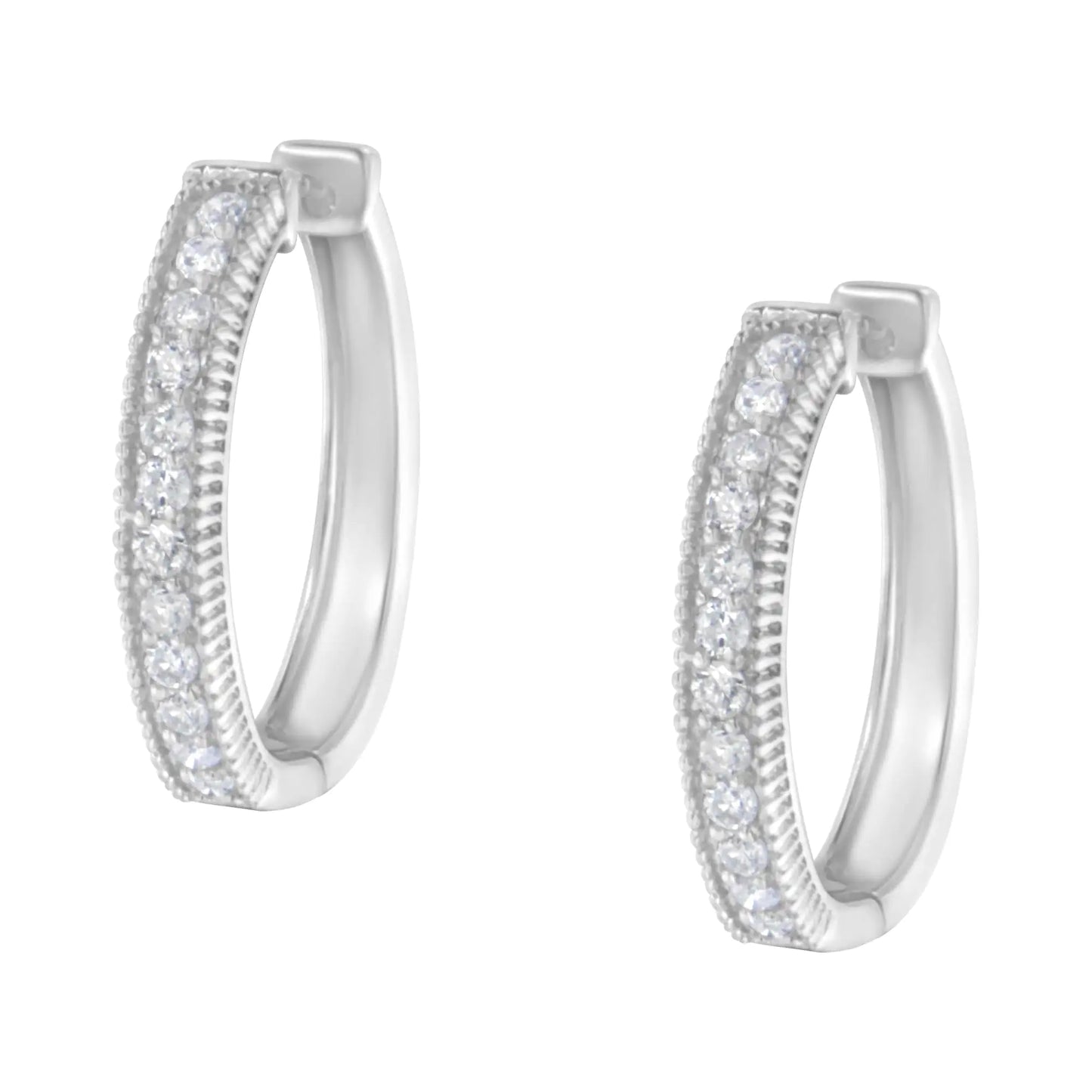 10KT White Gold Diamond Hoop Earring (1.00 cttw, H-I Color, I1-I2 Clarity)