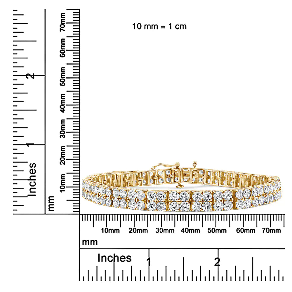 14K gult gull 10,0 Cttw Diamond 2-rads tennisarmbånd (LM-farge, I2-I3 Clarity) - størrelse 7,25 tommer