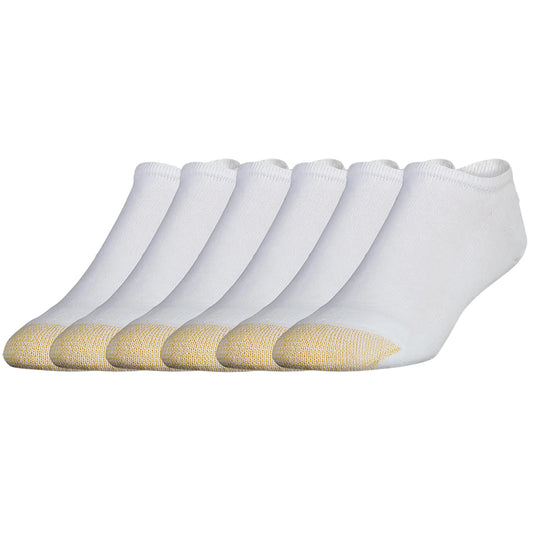 Calcetines deportivos invisibles GOLDTOE de algodón 656F para hombre, varios pares (paquete de 6 pares) - Tallas 12-16, color blanco (6 pares)