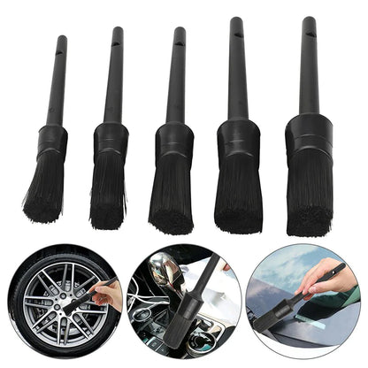 Kit de 5 cepillos de pelo de jabalí para limpieza de ruedas de coche