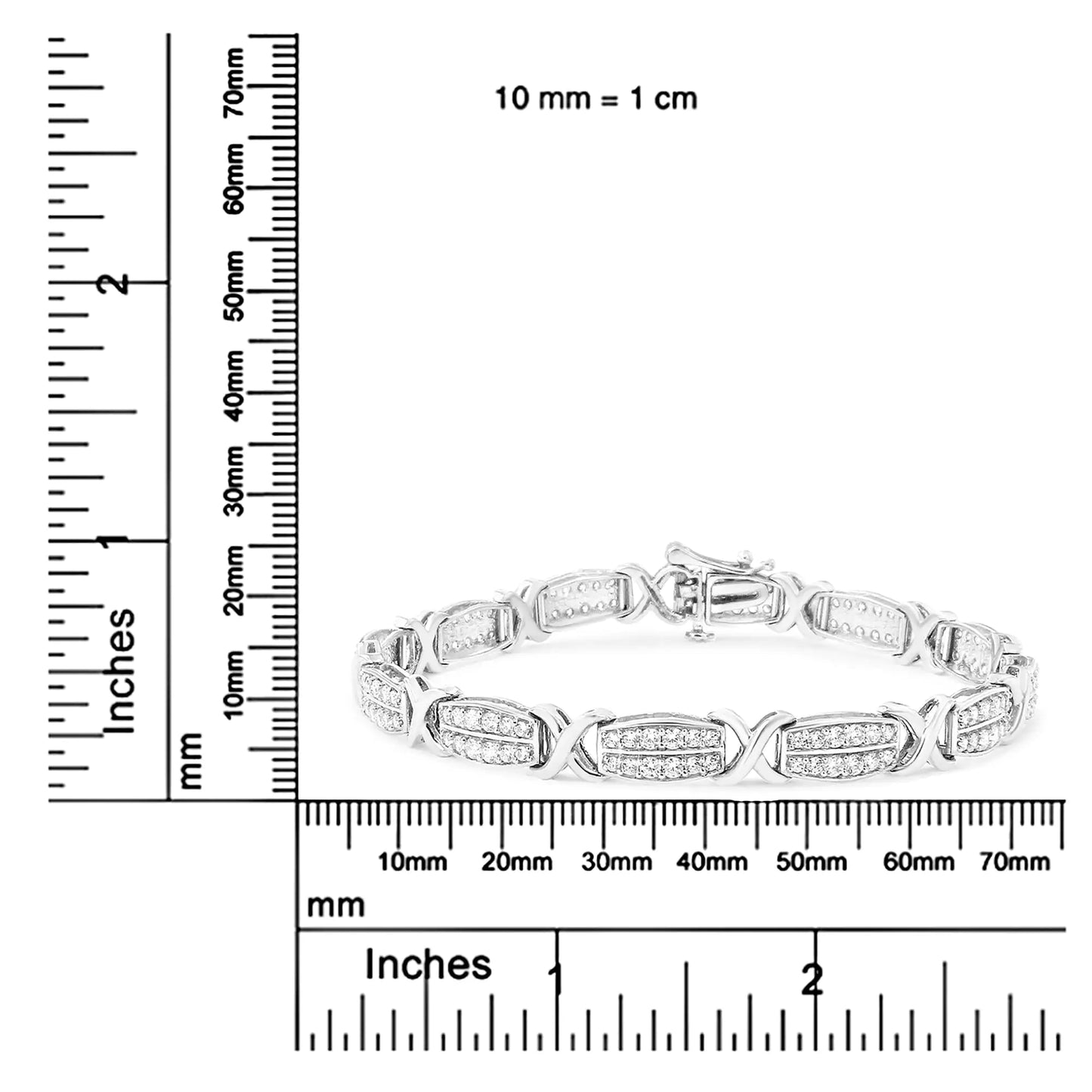 .925 Sterling Silver 2,0 cttw teemant 2 rida X-Link käevõru (IJ Color, I3 Clarity) -7"