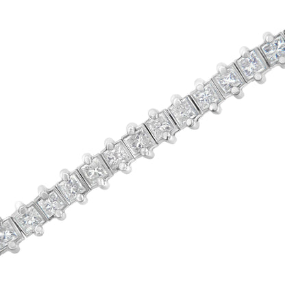 14K hvitt gull 5.0 Cttw Clarity Enhanced 2-pinnesett Princess-Cut Diamond Tennis Armbånd (HI Color, I1-I2 Clarity)