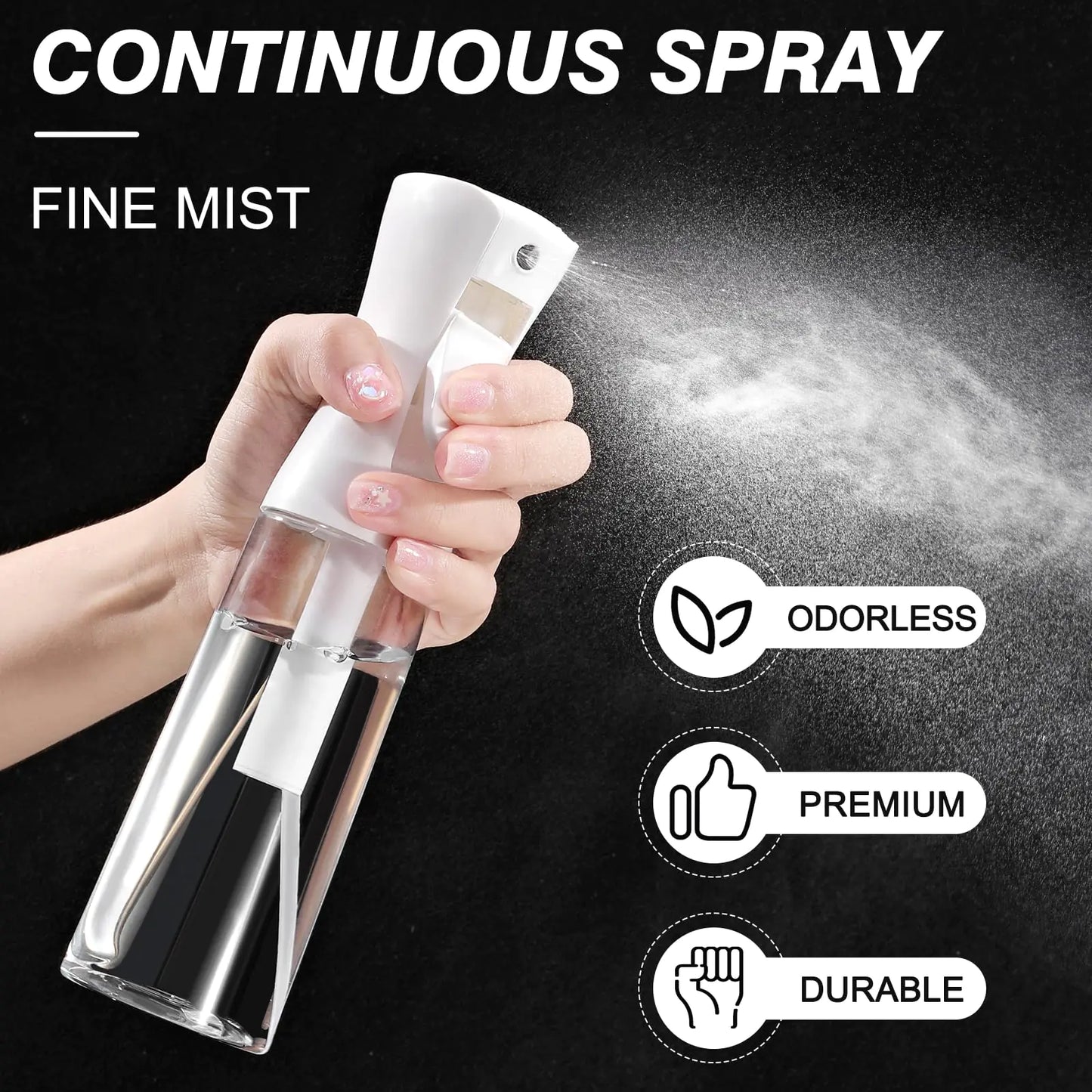 Continuous Spray Bottle for Hair (10.1oz/300ml) 2 Pack Home Essentials Spray Bottles For Cleaning Empty Ultra Fine Water Mister Sprayer For Hairstyling Garden Plants Curly Hair Perfume Etc