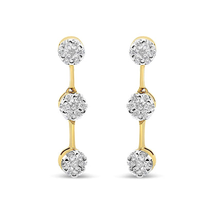 14K Yellow Gold Round Diamond Earrings (1.05 cttw, H-I Color, SI1-SI2 Clarity)