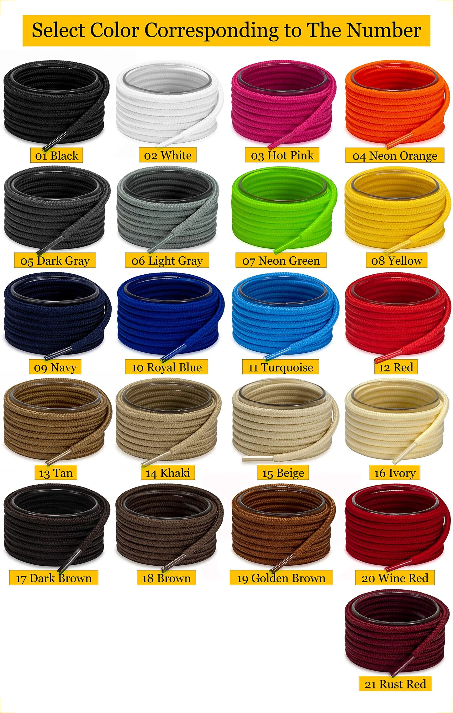 Shoemate Solid Color Round Shoe Laces for Sneakers, Boots and Athletic Shoes, Shoe Strings 24"(61cm) 17 Dark Brown