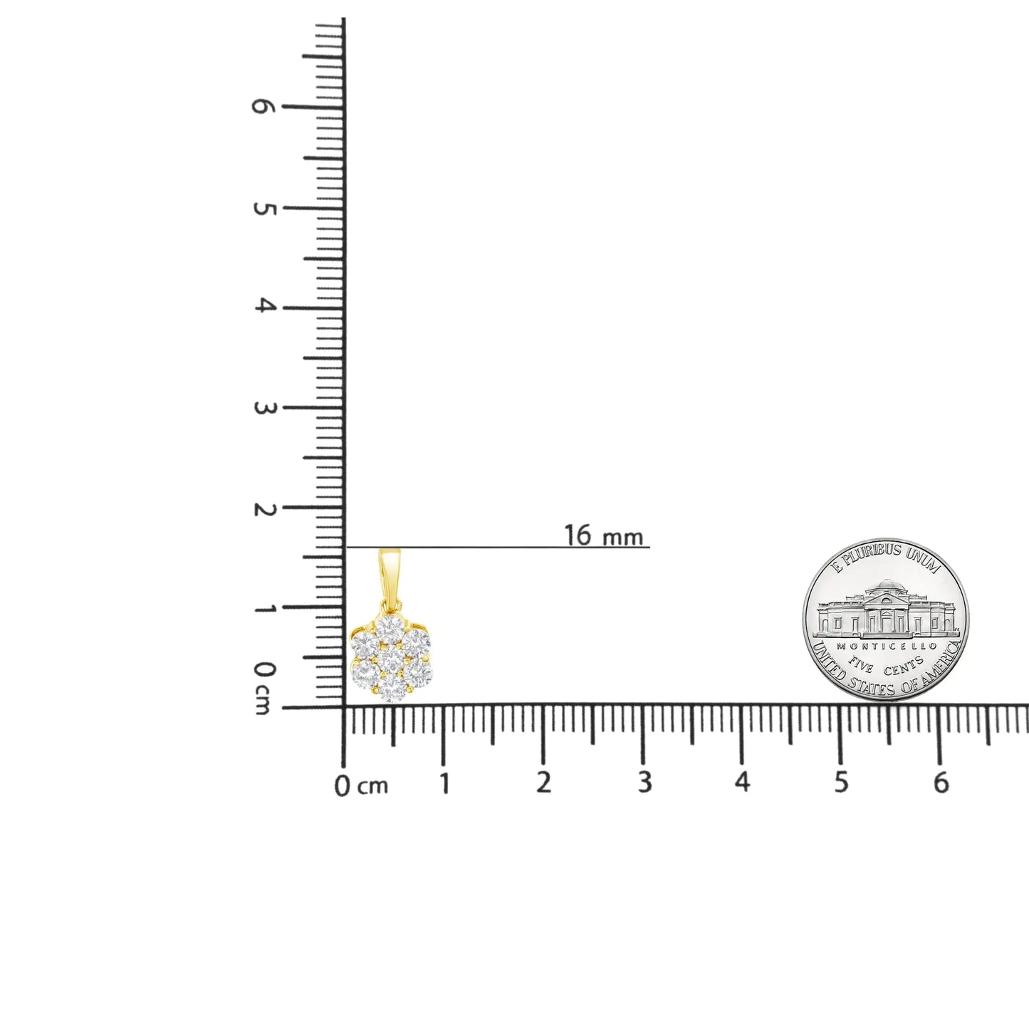 10K kollase kullaga kaetud 0,925 sterling hõbe 1,0 Cttw ümmargune teemant 7 kivilillega 18-tolline ripats kaelakee (IJ värv, I1-I2 selge)