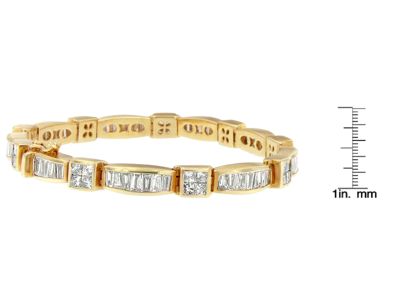 14K Yellow Gold Multi--Cut Diamond Box Square Link Bracelet(7.33 cttw,H-I Color,SI1-SI2 Clarity)