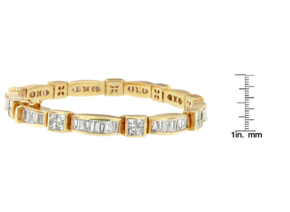 14K gult gull Multi-Cut Diamond Box Square Link armbånd (7,33 cttw, HI Color, SI1-SI2 Clarity)