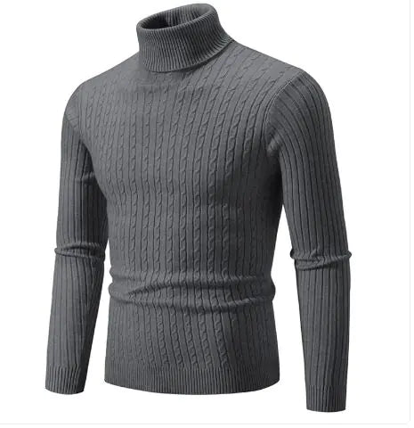 Strikket genser med turtleneck for menn