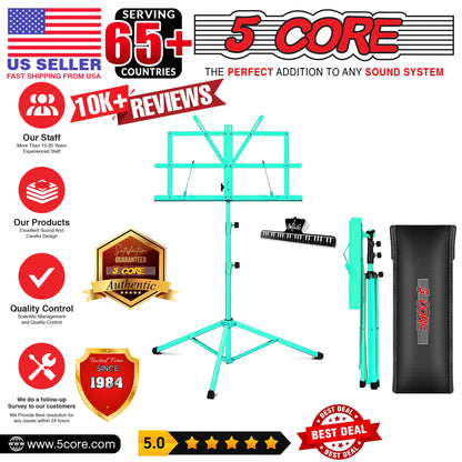 5Core Music Stand For Sheet Music Portable Tripod Adjustable Folding Note Holder GREEN