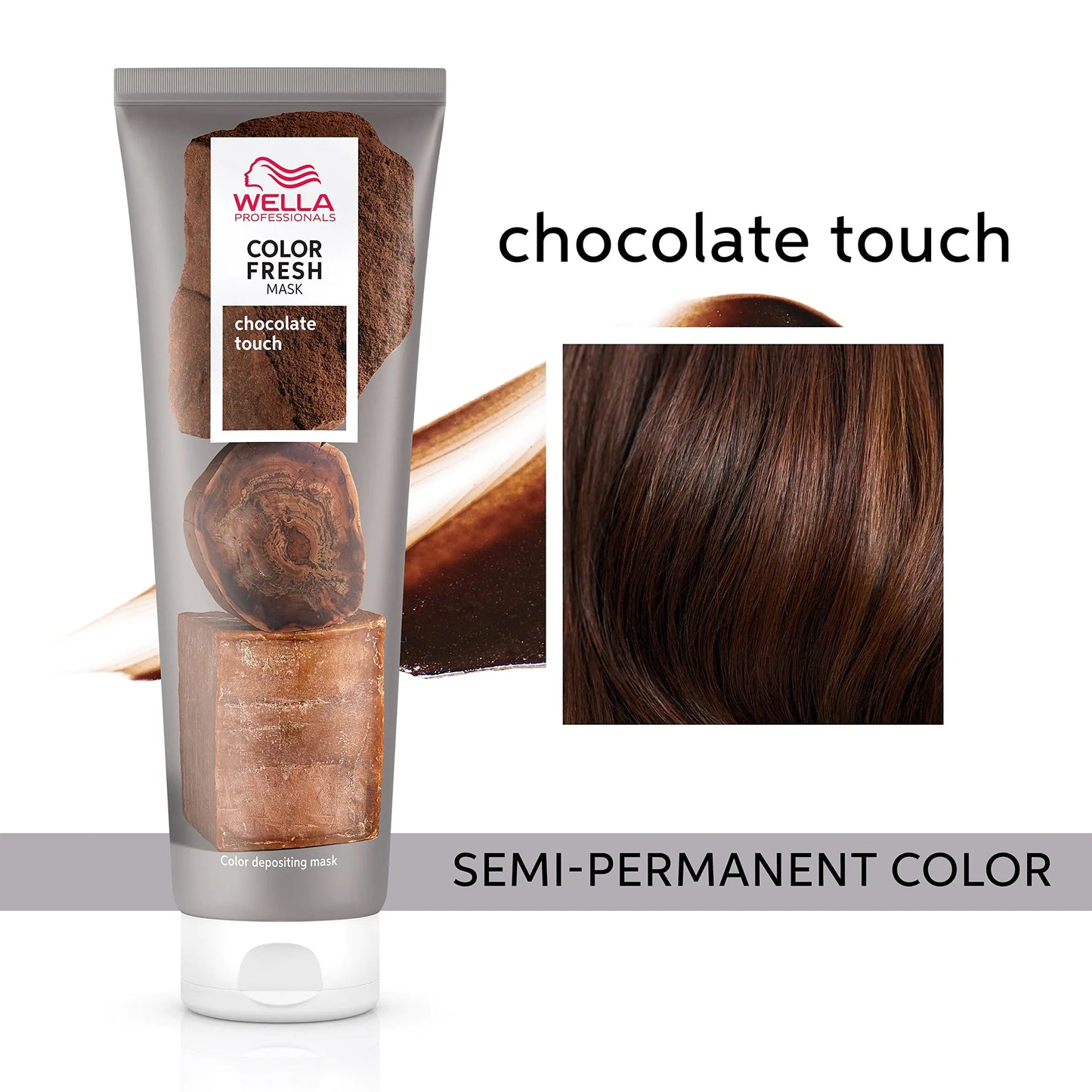 Wella Professionals Color Fresh mask, naturaalne toon, kahjustustevaba, värvi jätv juuksemask avokaadoõliga, silikoonivaba, 5 untsi. Šokolaadi puudutus