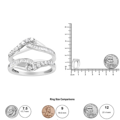 14K hvitt gull 0,65 Cttw rund og baguette usynlig-sett diamantforbedringsring (IJ-farge, I2-I3-klarhet)