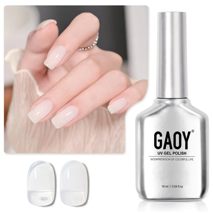 GAOY Jelly Gel Neglelakk, 16 ml Sheer White Gjennomsiktig Soak Off Gel Polish, UV-lyskur for Nail Art DIY, 1439 Creamy White