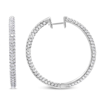 14K hvitt gull 3 1/2 Cttw Lab Grown Pave Set Diamond Eternity Inside Out Hoop øredobber (GH farge, SI1-SI2 Clarity)