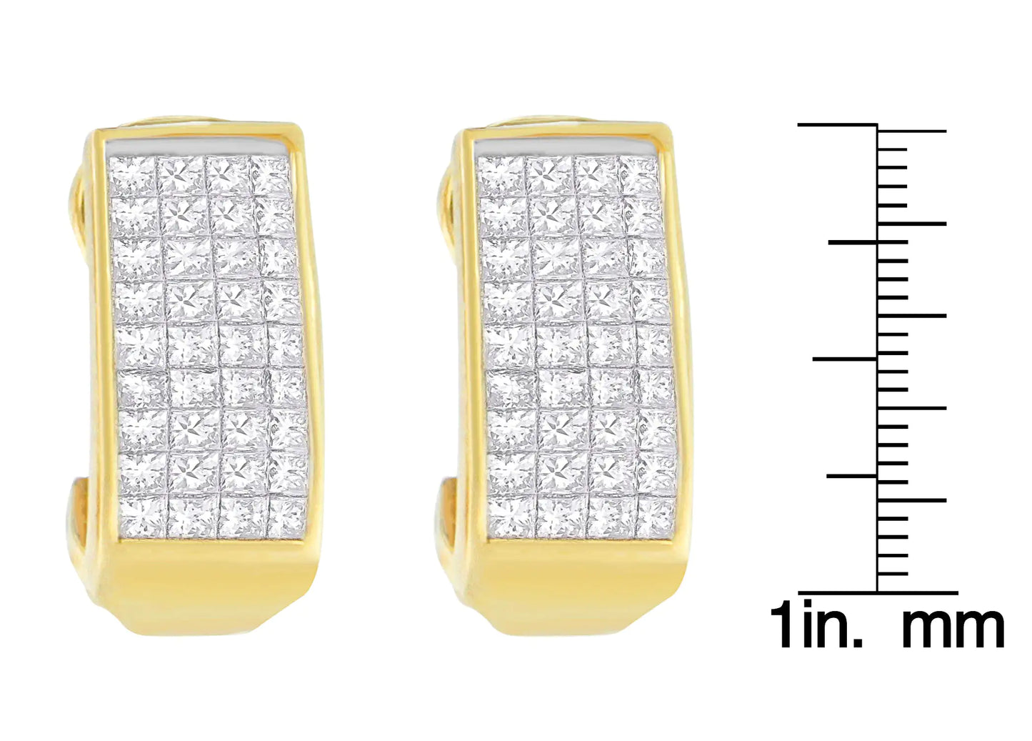 14K 黄金 1 克拉公主方形钻石耳环（HI，VS2-SI1）