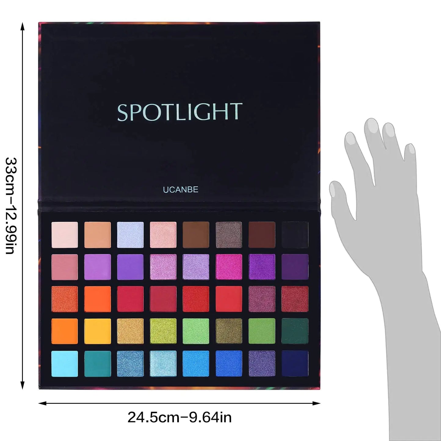 UCANBE Spotlight Eyeshadow Palette Professional 40 Color Eye Shadow Matt Shimmer Makeup Pall Høypigmentert fargerikt pulver Langvarig vanntett øyenskyggepalett A