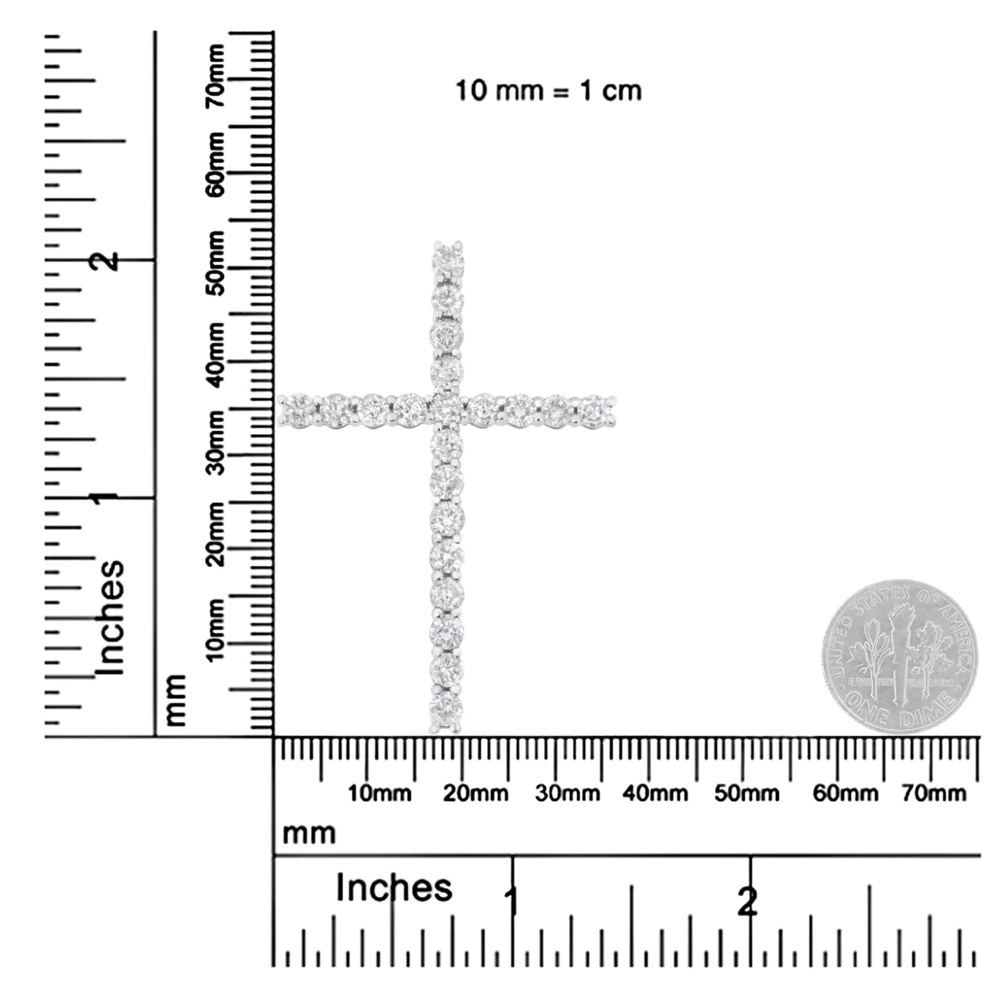 Colgante de cruz de 6,35 cm con diamantes de 4,0 quilates y cadena de eslabones en plata de ley 925 (color IJ, claridad I1-I2) - 45,7 cm