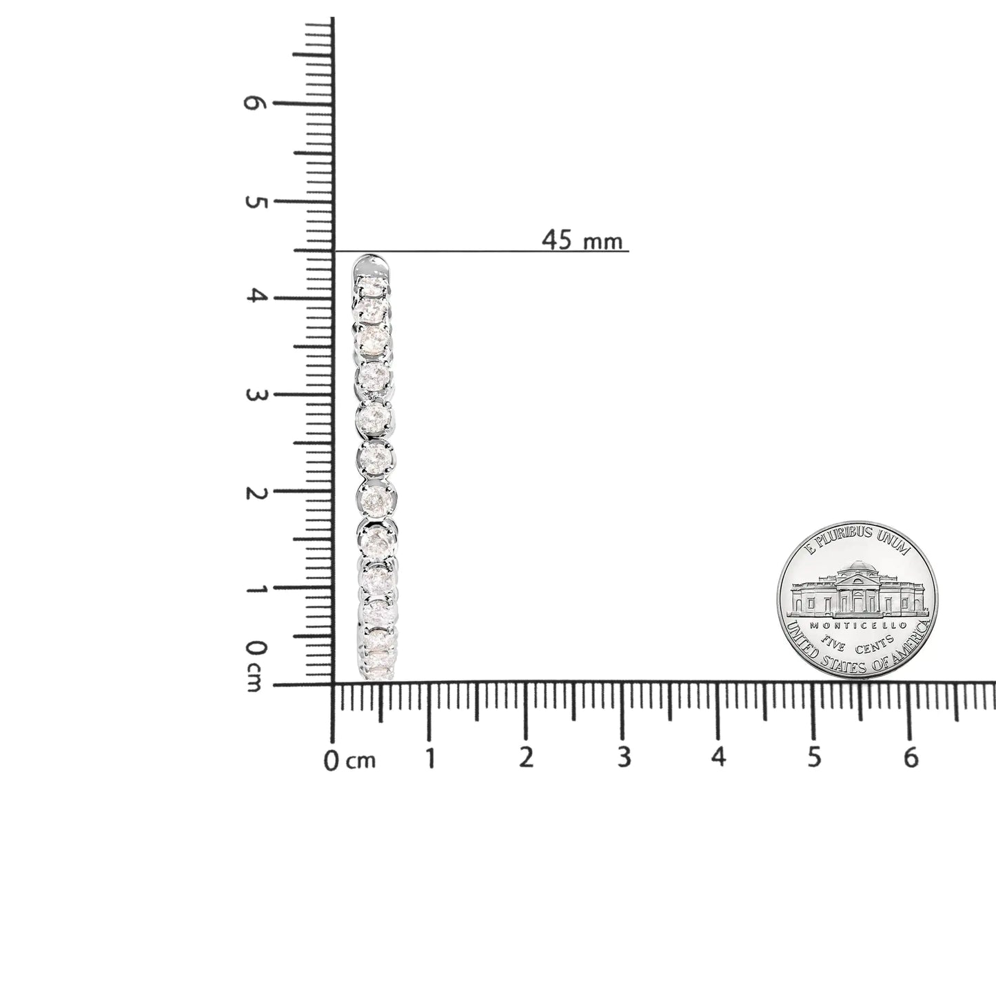 14K hvitt gull 7.0 Cttw diamant 1-¾ innsiden ut hengslede leverback bøyle øredobber (IJ-farge, I2-I3 klarhet)