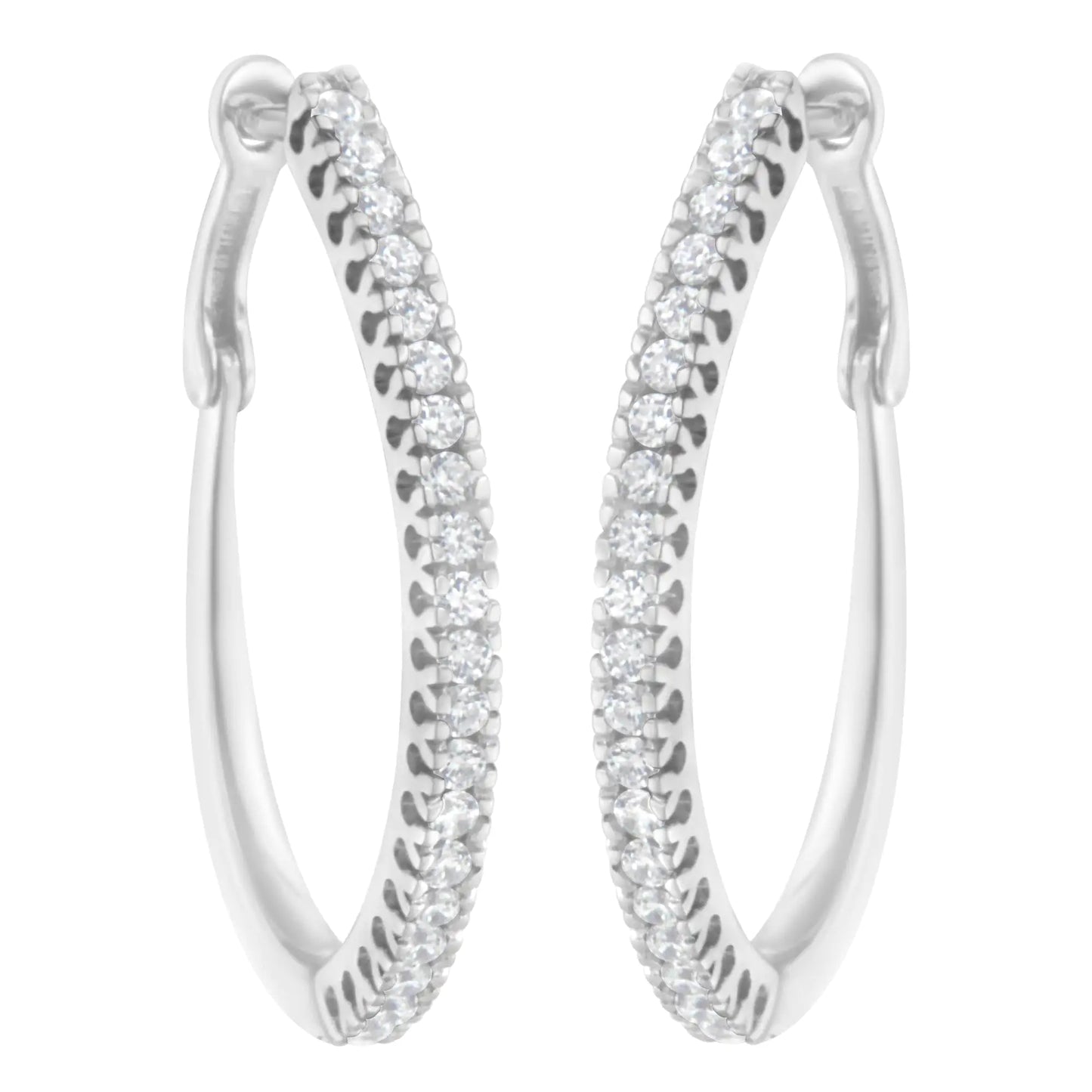 10KT White Gold 1/2 cttw Diamond Hoop Earrings (I-J, I2-I3)