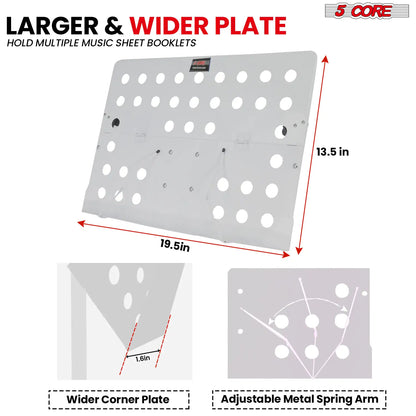 Atril portátil de 5 núcleos para partituras, trípode ajustable y plegable, color blanco 