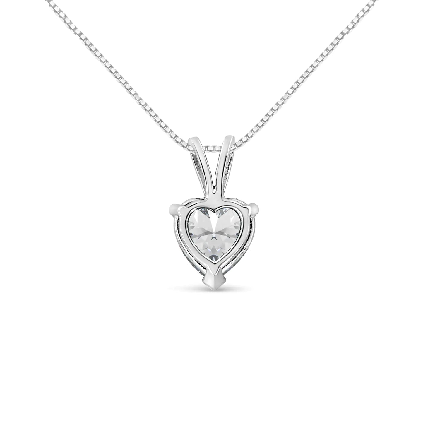 Collar con colgante solitario de 45,7 cm y diamante cultivado en laboratorio de 1,00 ct engastado en oro blanco de 14 quilates con forma de corazón, engastado en martini (color FG, claridad VS1-VS2)