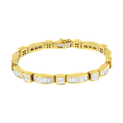 14K gult gull Multi-Cut Diamond Box Square Link armbånd (7,33 cttw, HI Color, SI1-SI2 Clarity)