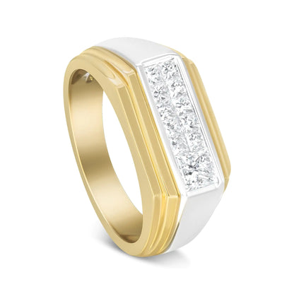 14K kollane ja valge kuld 1,00 Cttw Princess-Cut Diamond Modern Gent's Band (GH värv, SI1-SI2 Selgus) – suurus 10