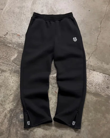 Solid Color Zipper Sweatpants