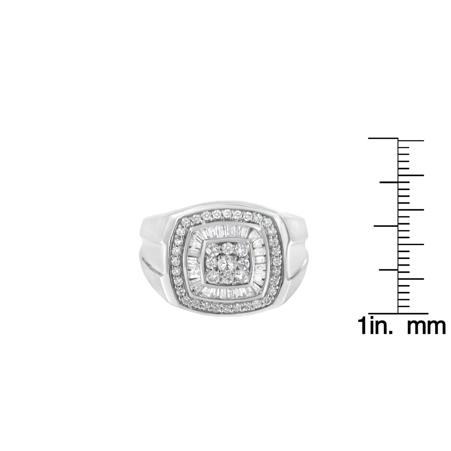 14K hvitt gull diamantring for menn (1 cttw, HI Color, SI1-I2 Clarity)