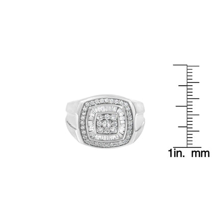 14K hvitt gull diamantring for menn (1 cttw, HI Color, SI1-I2 Clarity)