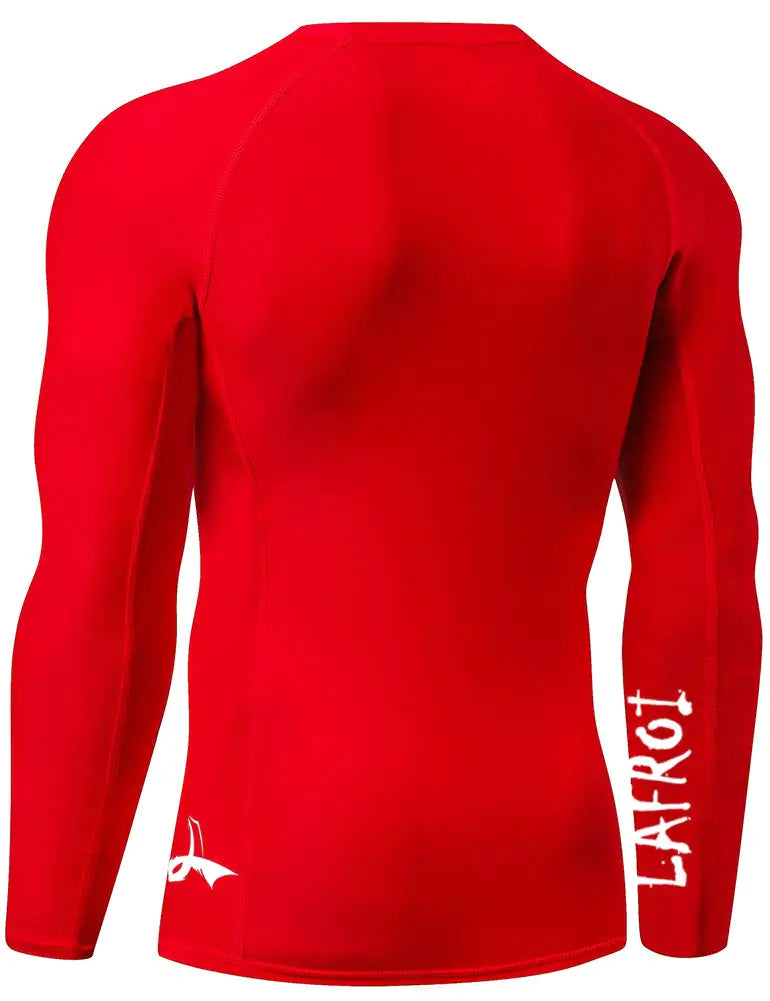 LAFROI Langermet menn UPF 50+ Baselayer Skins Performance Fit Compression Rash Guard-CLYYB XX-Large Asym Red