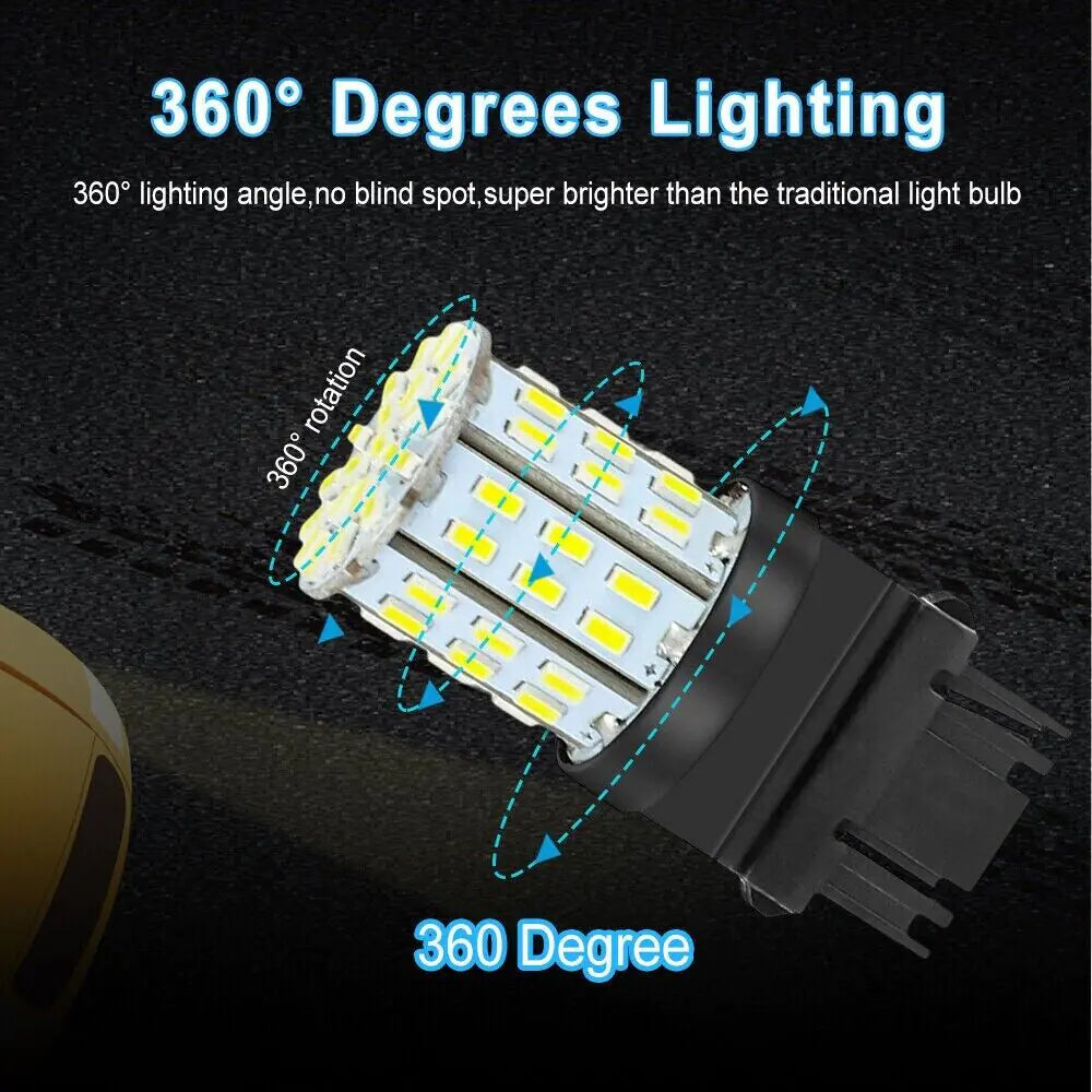 4X 3157 3156 64SMD LED Reverse Tail Brake Turn Signal DRL Light Bulb 6000K White