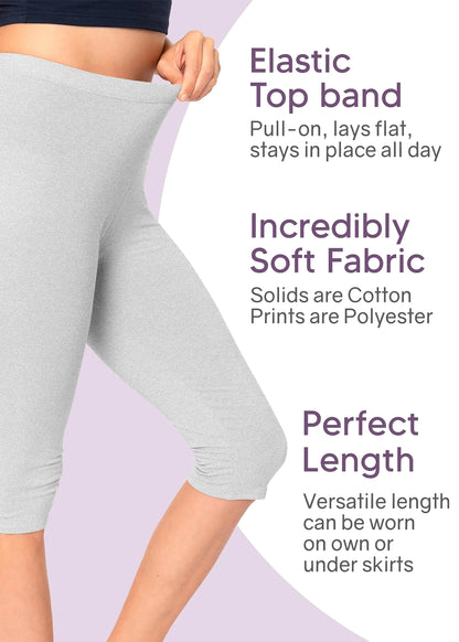 Women's and Plus Size Knee-Length and Ankle Length Leggings | X-Small- 7X Adult Knee Length Small Heather Gray