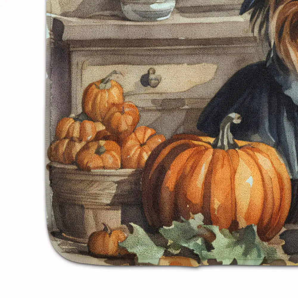 Yorkie Fall Kitchen Pumpkins Memory Foam Kitchen Mat