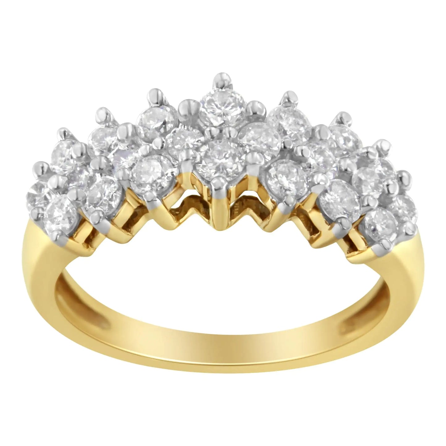 Anillo de oro amarillo de 10 quilates con diamantes redondos (1 ct, color JK, claridad I1-I2)