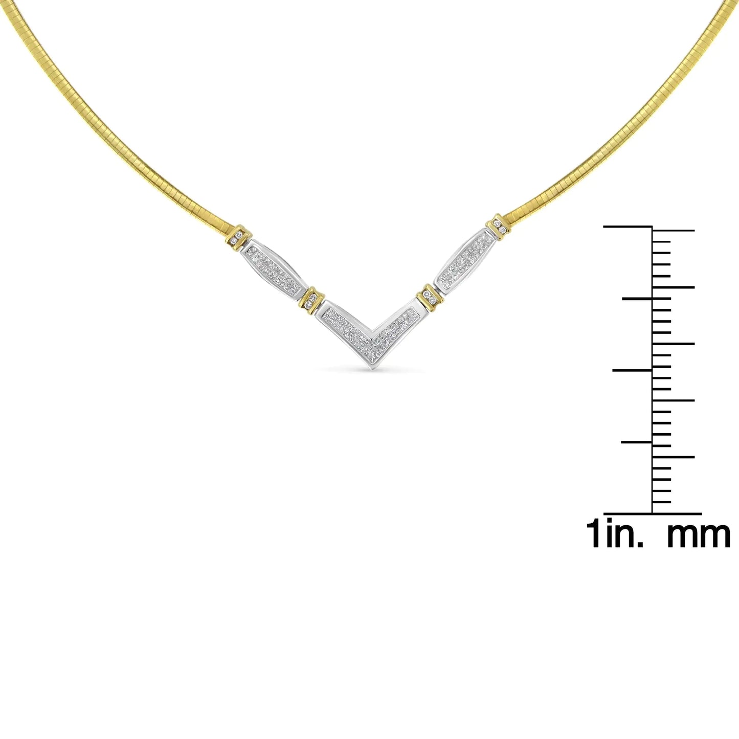 14K kahetooniline kuld 1 cttw Diamond Chevron "V" kaelakee (HI, SI1-SI2)