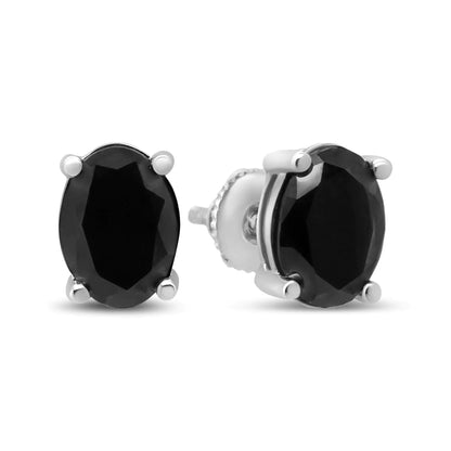 Aretes clásicos de oro blanco de 14 quilates con diamantes negros de talla brillante de 1/2 quilates y cierre de rosca (color fantasía, claridad I2-I3)