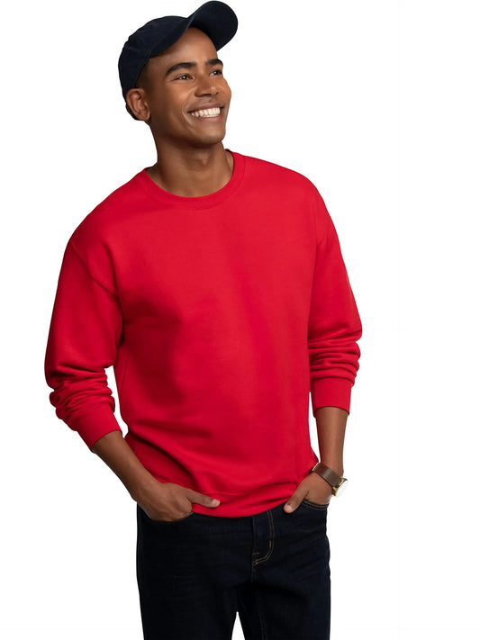 Fruit of the Loom Men's Eversoft Fleece Crewneck Sweatshirts, Moisture Wicking & Breathable, Sizes S-4x Large Red