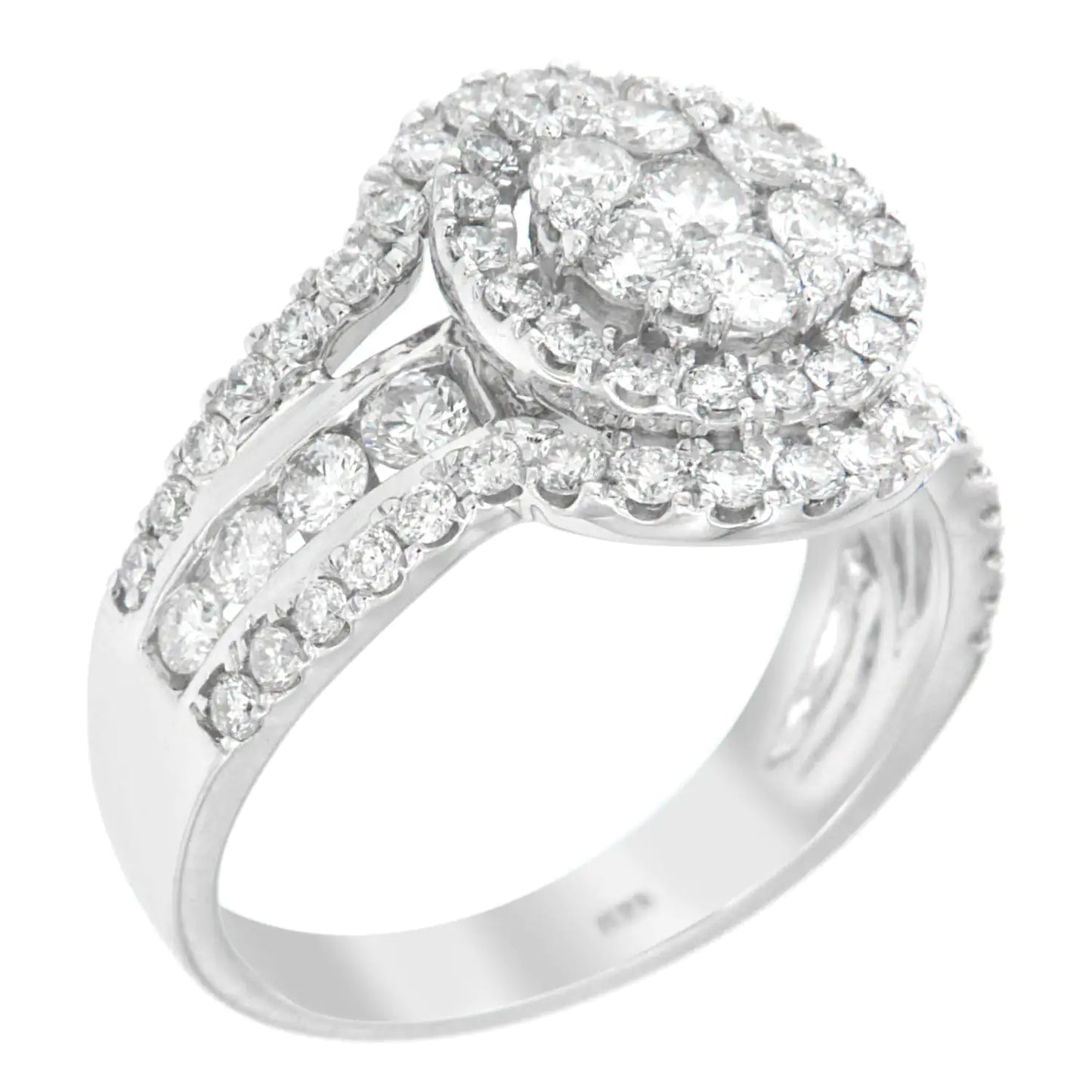 14 k hvitt gull 2 ​​karat TDW diamantforlovelsesring (HI,SI2-I1)