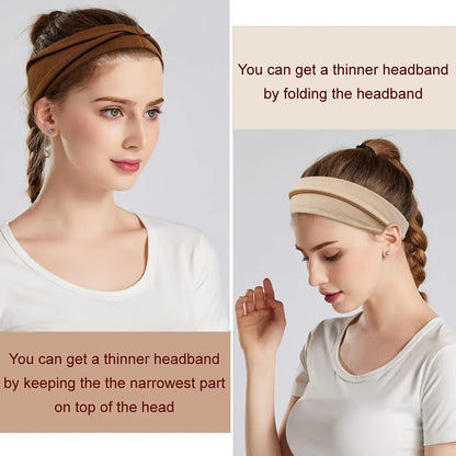 Fashion Headbands For Women Wide Headband Yoga Workout Head Bands Hair Accessories Band 6 Pack Solid Wide Headband Yoga Bands