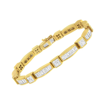 14K gult gull Multi-Cut Diamond Box Square Link armbånd (7,33 cttw, HI Color, SI1-SI2 Clarity)