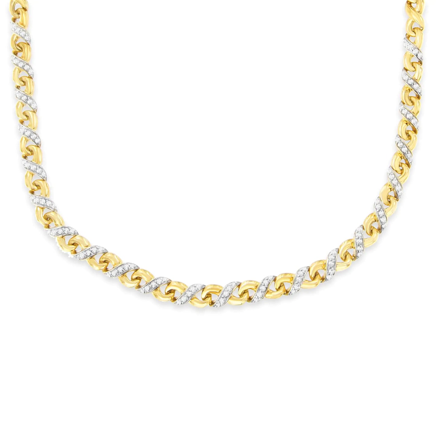 Collar con colgante Riviera de diamantes de 1 ct en oro amarillo de 10 quilates (JK, I2-I3)