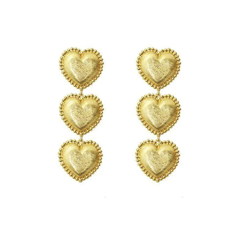 3 Gold Hearts Earrings