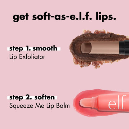 elf Squeeze Me Lip Balm, fuktighetsgivende leppepomade for en ren fargetone, fylt med hyaluronsyre, vegansk og grusomhetsfri, fersken 0,21 unse (pakke med 1) 