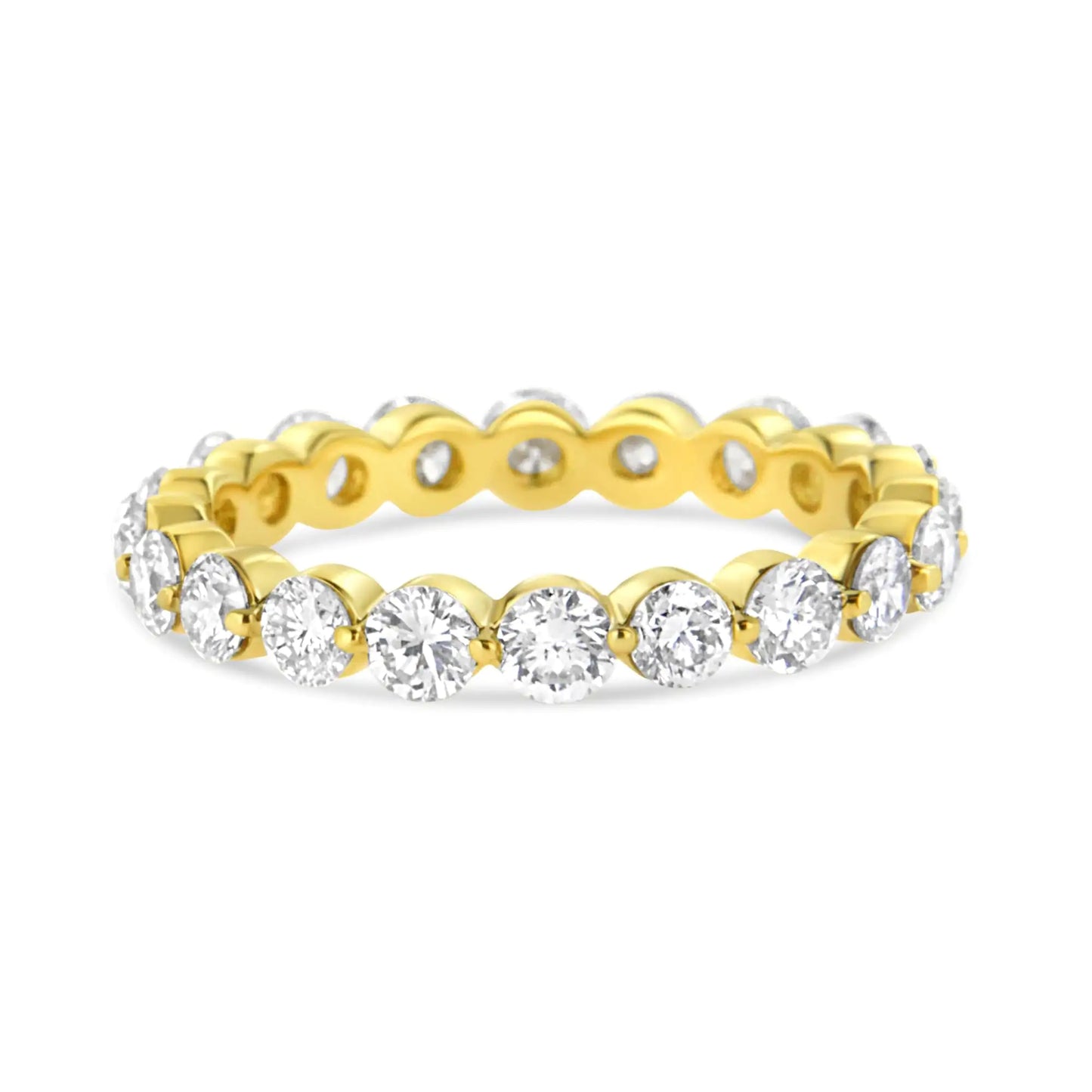 14K kollase kullaga 2.0 Cttw 2 haru komplektiga teemantsõrmus Eternity Band (SI1-SI2 Clarity, IJ Color)