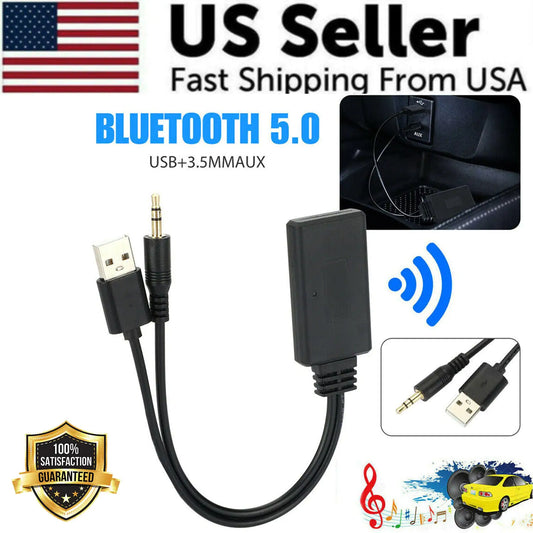 Adaptador transmisor/receptor Bluetooth 5.0 USB 2 en 1 inalámbrico para PC y coche 