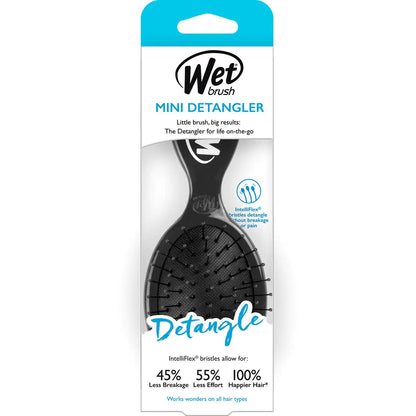 Cepillo desenredante Wet Brush, minicepillo (negro). Cepillo antienredos para cabello húmedo y seco, para mujeres y hombres. Cerdas suaves y flexibles para cabello liso, rizado y grueso. 1 unidad (paquete de 1).