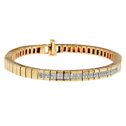 14K gult gull Princess-Cut Diamond Banded Armbånd (1,10 cttw, GH Color, SI1-SI2 Clarity)