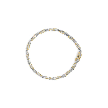 10k Two-Tone Gold 1/2 Cttw Diamond Spiral Over Link Bracelet (I-J Color, I2-I3 Clarity) 7" Inches